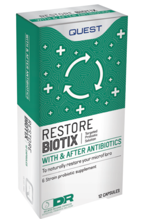 Quest RestoreBiotix Caps 12's - 10 Billion Active Organisms 6 Probiotic Strains - For Use After Antibiotics